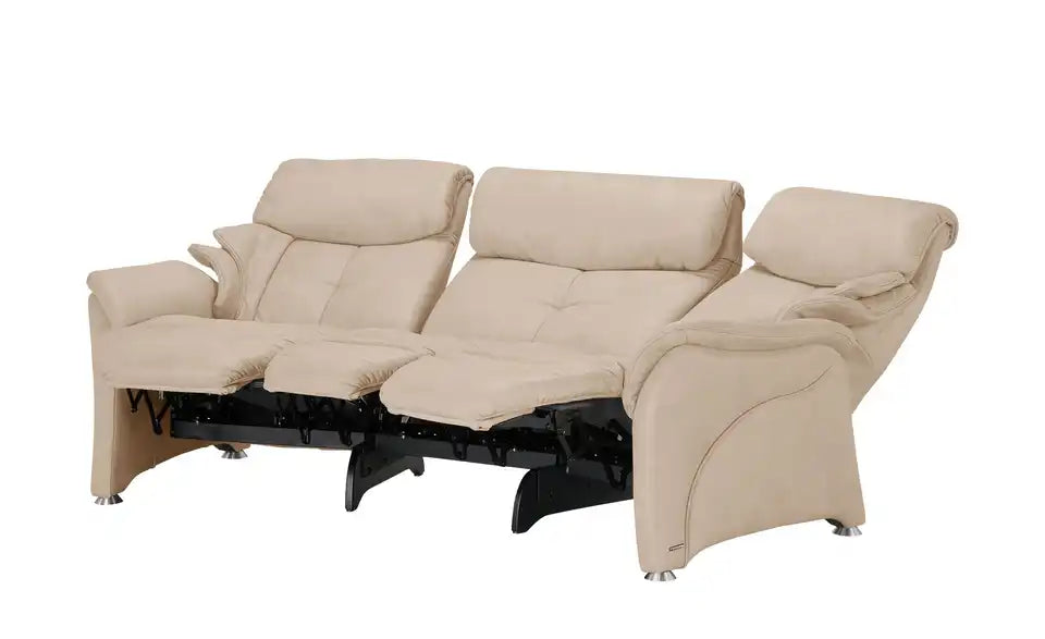 himolla Trapezsofa 4217 im Raum gestellt – manuelle Relaxfunktion, Leder Elfenbein – himolla