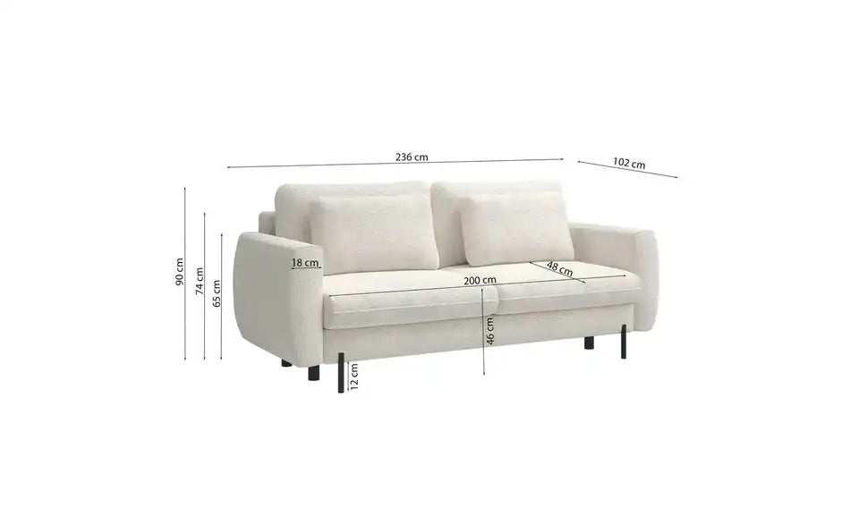 Selsey Schlafsofa Rane Draufsicht – ausgeklappt, Liegefläche 148x200 cm – Selsey