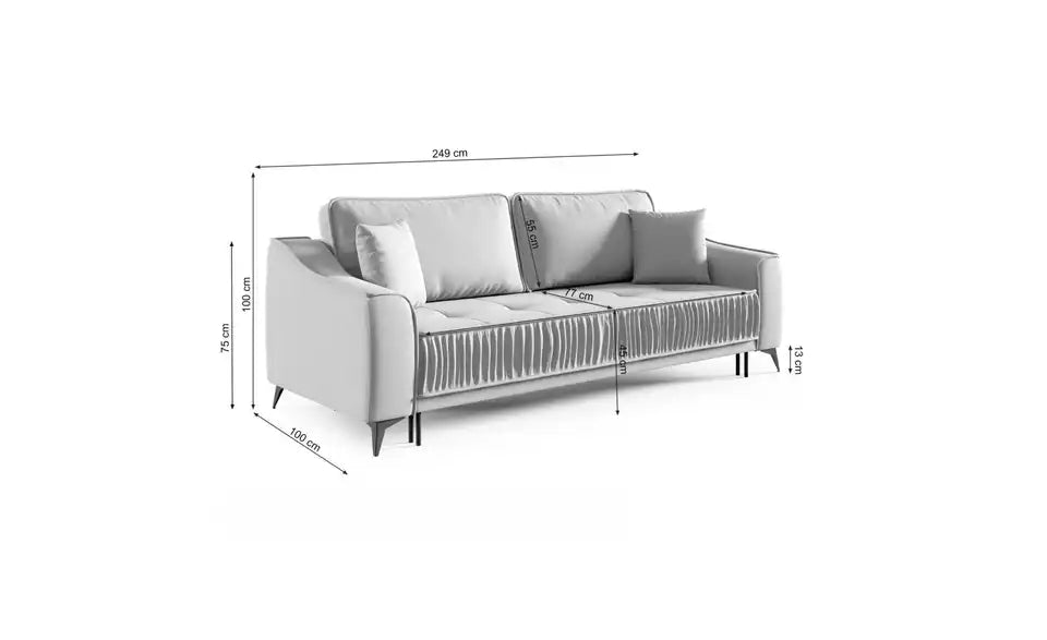 Selsey Schlafsofa Louisos mit Zierkissen – 2 Kissen im Lieferumfang – Selsey