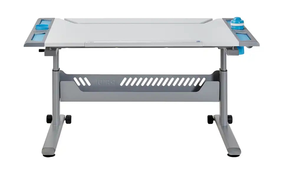 PAIDI Schülerschreibtisch Tablo Schrägeansicht – Kabeldurchlass, Gestell Metall – PAIDI