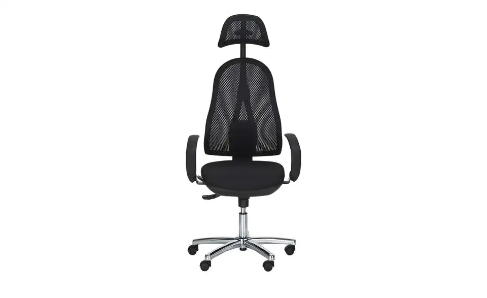 Home Worx Office 45 Schrägsicht – 5-Sterne-Kreuzgestell verchromt, Teppichrollen – home worx