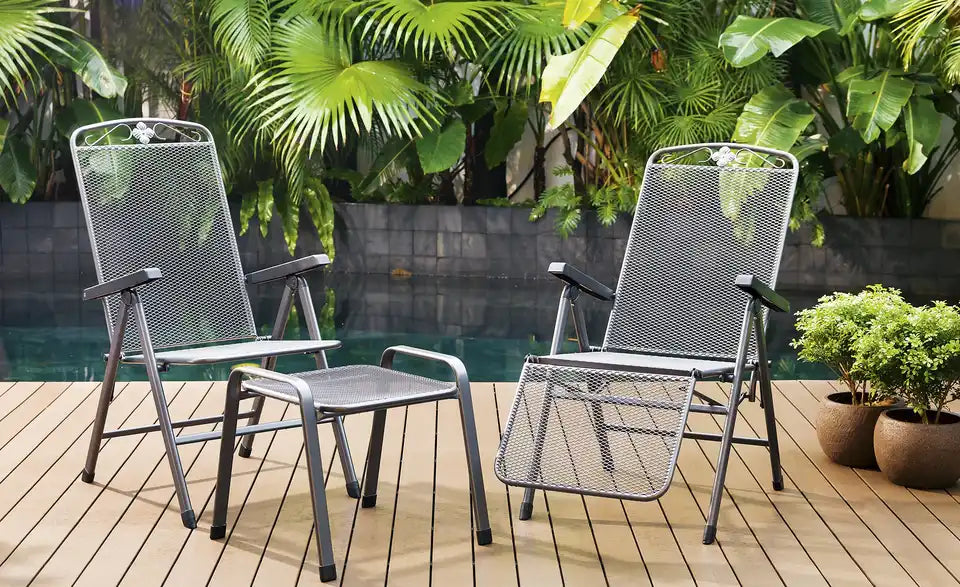 MWH Relaxsessel Savoy Gesamtansicht – Grau, verstellbare Rückenlehne, 58x110x70 cm – MWH