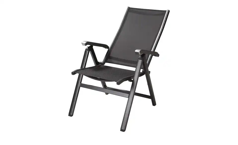 MWH Klappsessel Amico von vorne – Textilgewebe Anthrazit, 72,5×109×60,5 cm – MWH