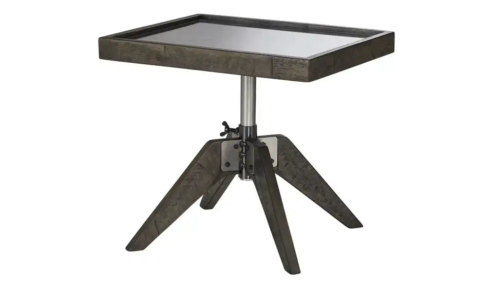 HASENA Beistelltisch Carpi Akazie verstellt – Höhe 54 cm, Vintage Grau Glas – HASENA
