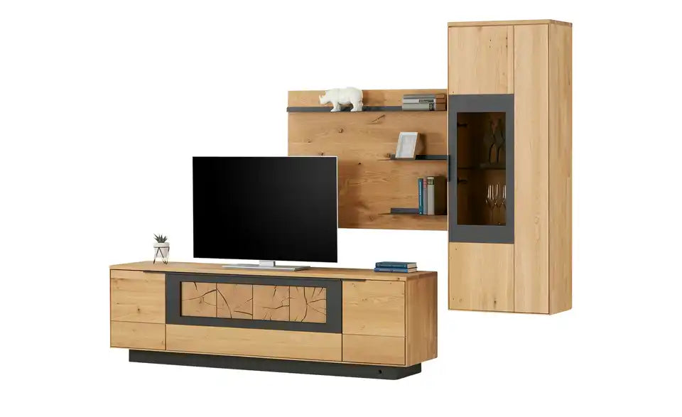 WÖSTMANN Wohnwand WM 1910 Seitenansicht – Lowboard, Wandboard, Hängevitrine kombiniert – WÖSTMANN