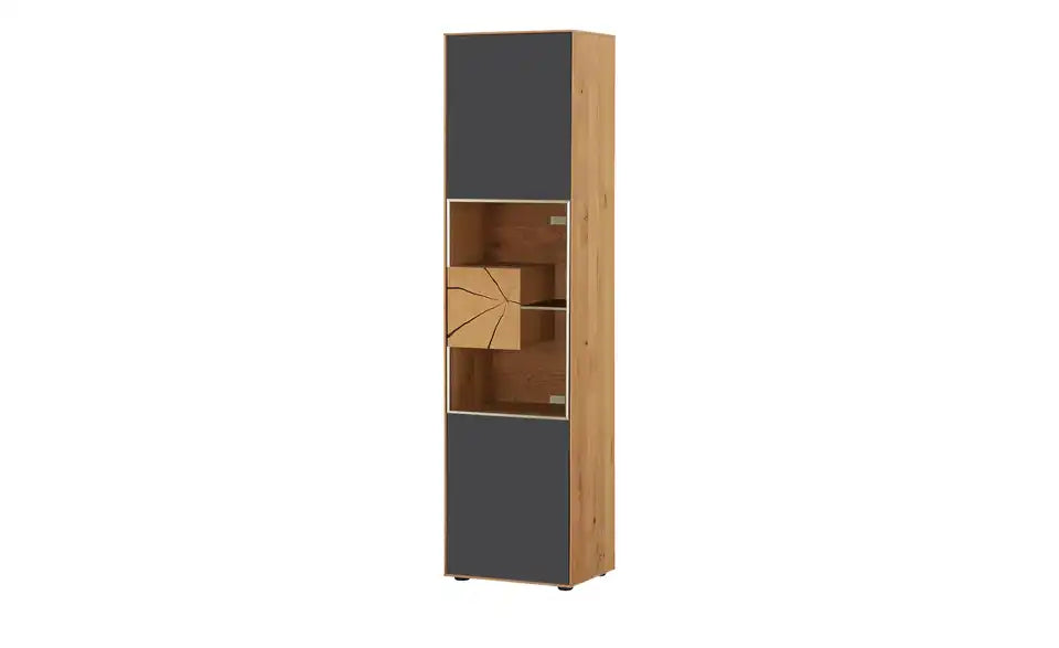 HARTMANN Vitrine Caya Seitenansicht – Massivholzkorpus, 3 verstellbare Einlegeböden – HARTMANN