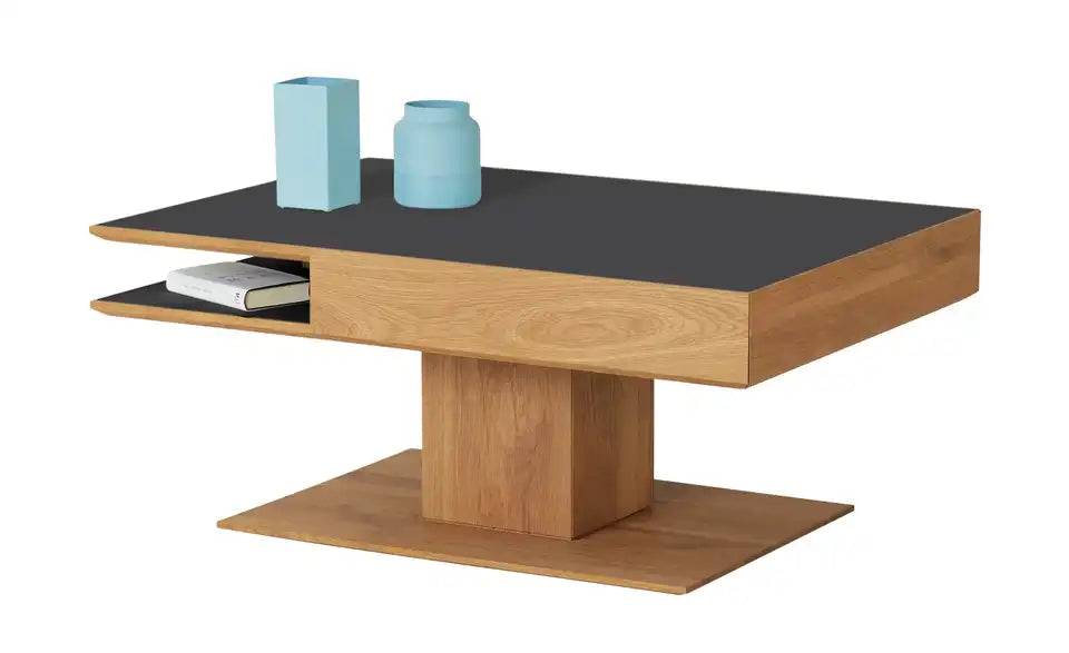 HARTMANN Couchtisch Caya Seitenansicht – Höhe 46 cm, Säulengestell Massivholz – HARTMANN