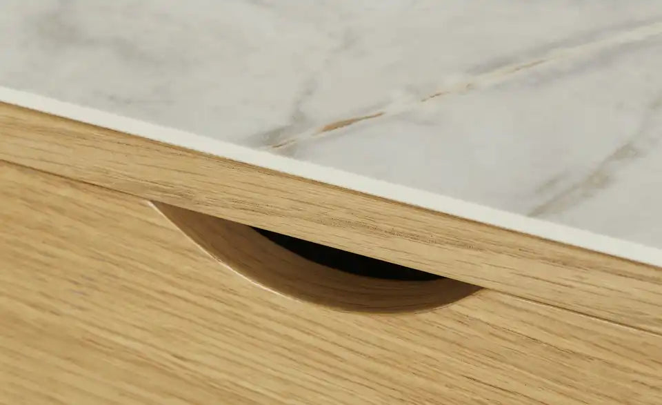 Jette Home Funktionscouchtisch Assistance von vorne – 2 Ablageböden, Eiche furniert – Jette Home