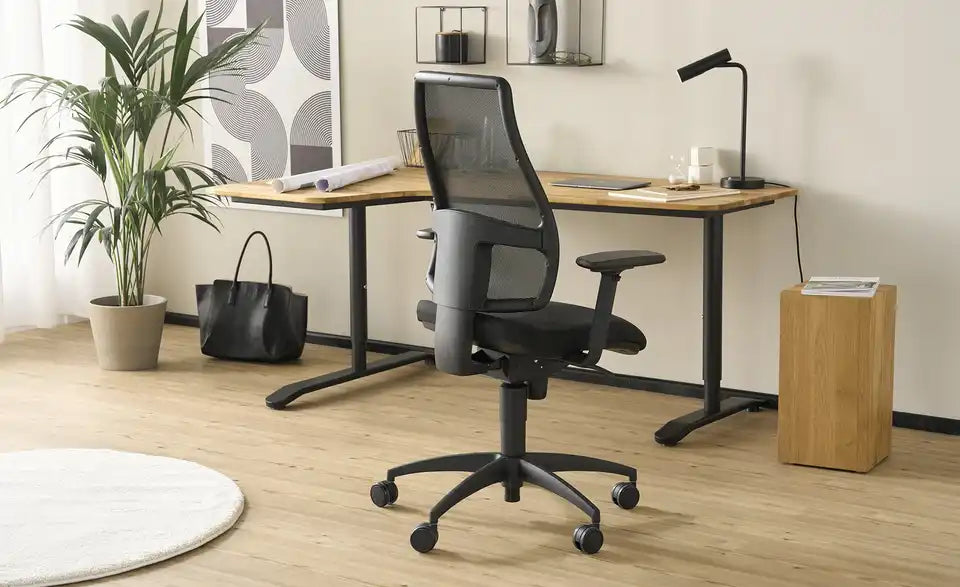 home worx Bürodrehstuhl Office 95 Nahaufnahme Sitz – Flachgewebe Schwarz, Trevira CS – home worx