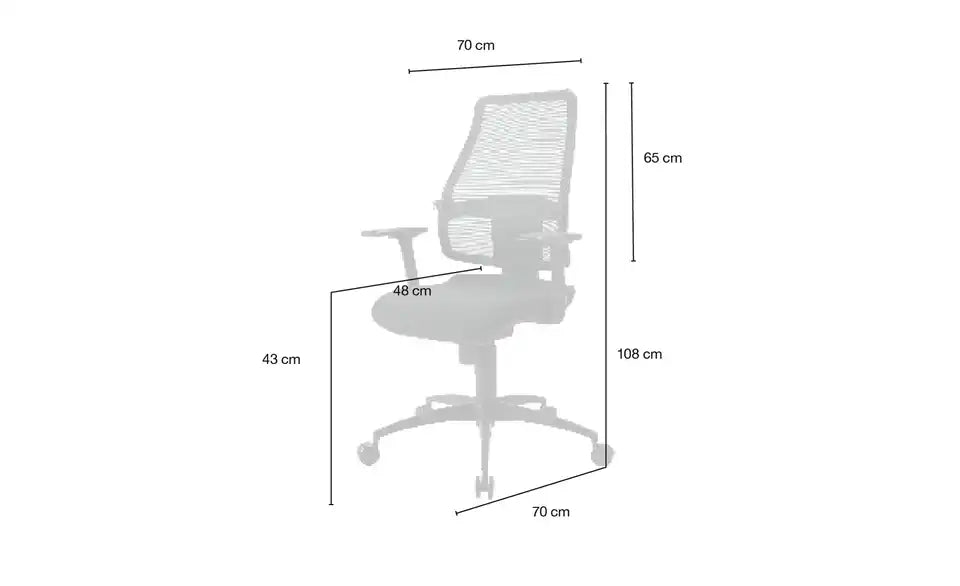home worx Bürodrehstuhl Office 95 Schrägansicht unten – Sitzhöhe 43 cm, Punktsynchronmechanik – home worx