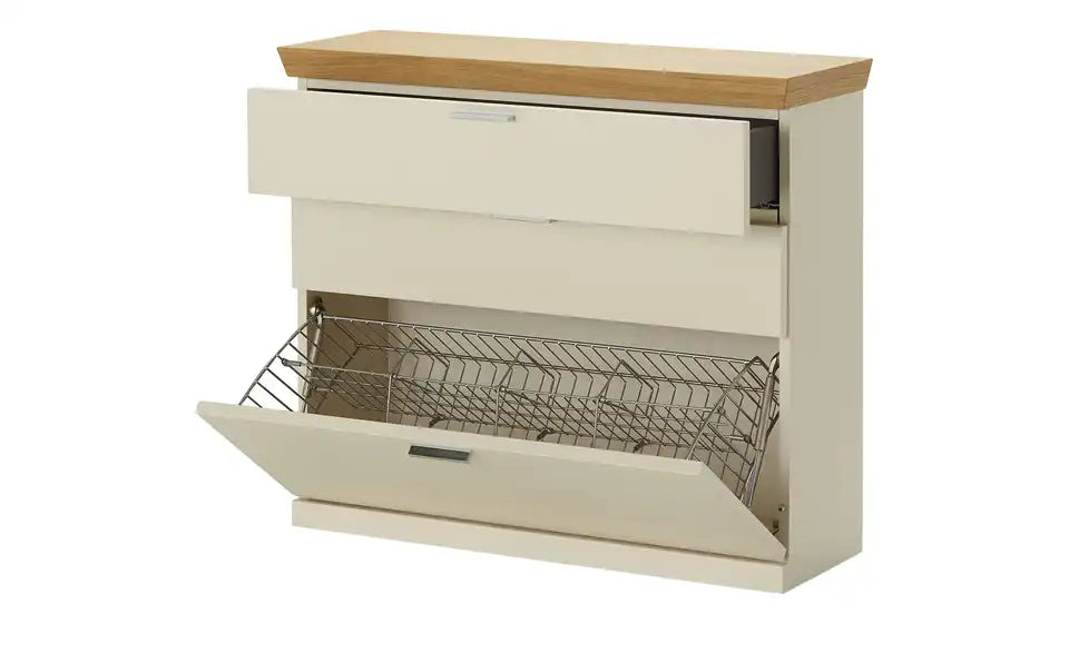 medium Schuhschrank Gammon Draufsicht – Holzwerkstoff lackiert in Creme – medium