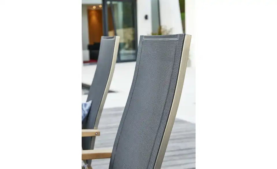 a casa mia Klappsessel London Detailansicht Material – Edelstahl gebürstet, Sitzfläche – a casa mia