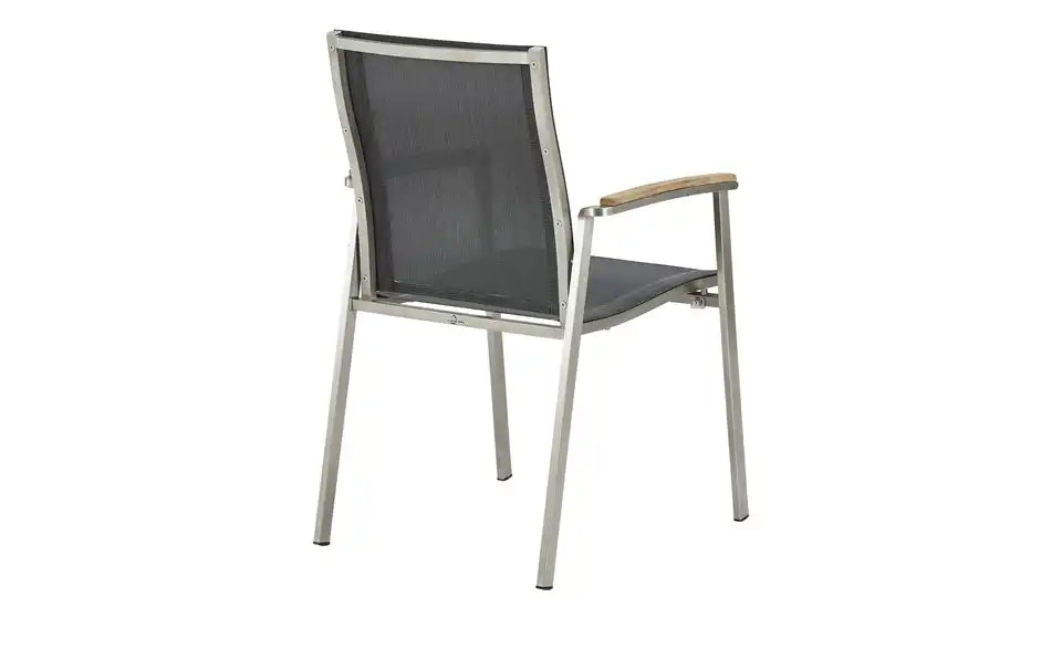 Garten-Stapelsessel London Schrägansicht hinten – Gesamttiefe 62 cm, Belastbarkeit 180 kg – a casa mia