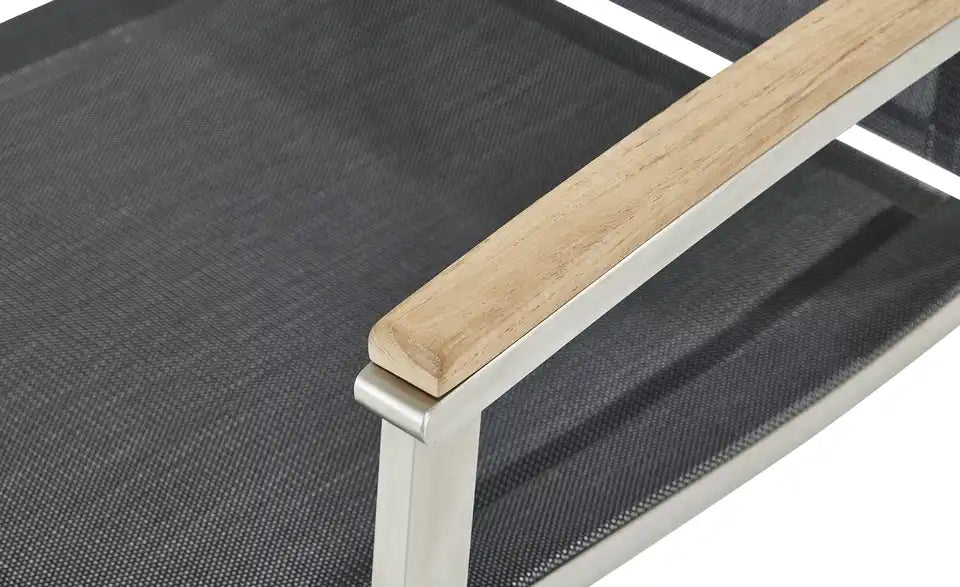 Garten-Stapelsessel London Detailansicht Material – textiles Gewebe Dunkelgrau, bis 180 kg – a casa mia