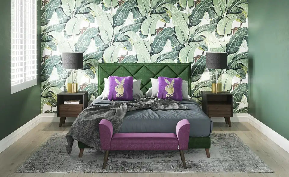 Playboy Boxspringbett Audrey Gesamtansicht – Samt Petrol, Liegefläche 140x200 cm – Playboy