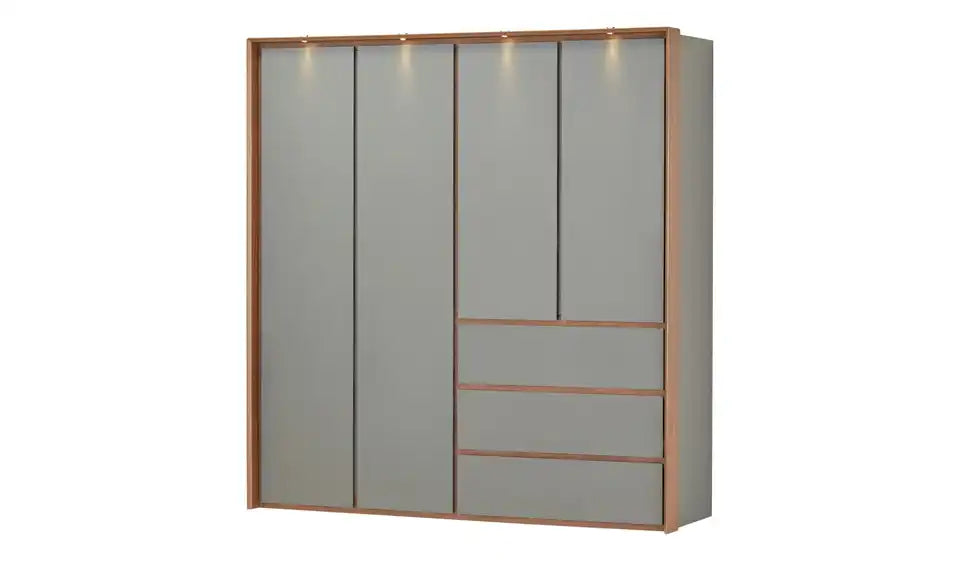 Playboy Kleiderschrank Victoria Schraegansicht – Nussbaum-Passepartout beleuchtet – Playboy