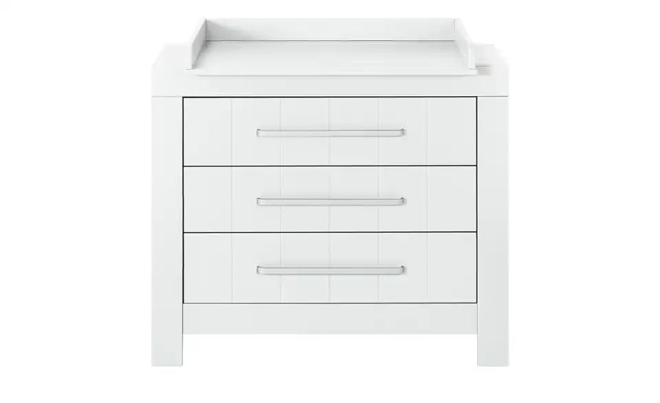 pinio Kommode Smilla Nahaufnahme Front – Weißlackierte Holzwerkstoff-Front, 3 Schübe – pinio