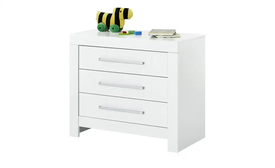 pinio Kommode Smilla Schrägsicht – 3 Schubkästen, Korpus Weiß, Höhe 94 cm – pinio