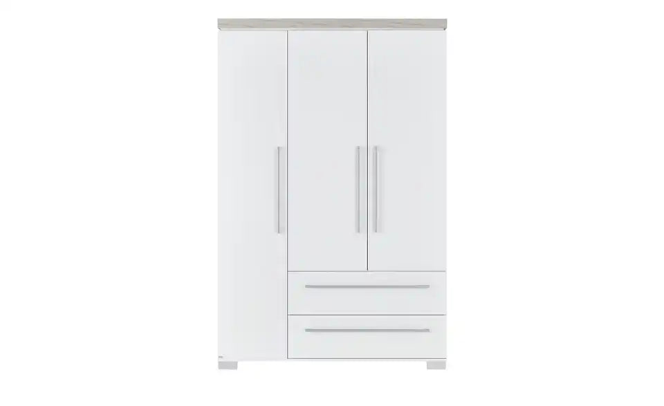 PAIDI Kleiderschrank Kira von vorne – 135,3 x 205,9 cm, Relinggriff silber – PAIDI