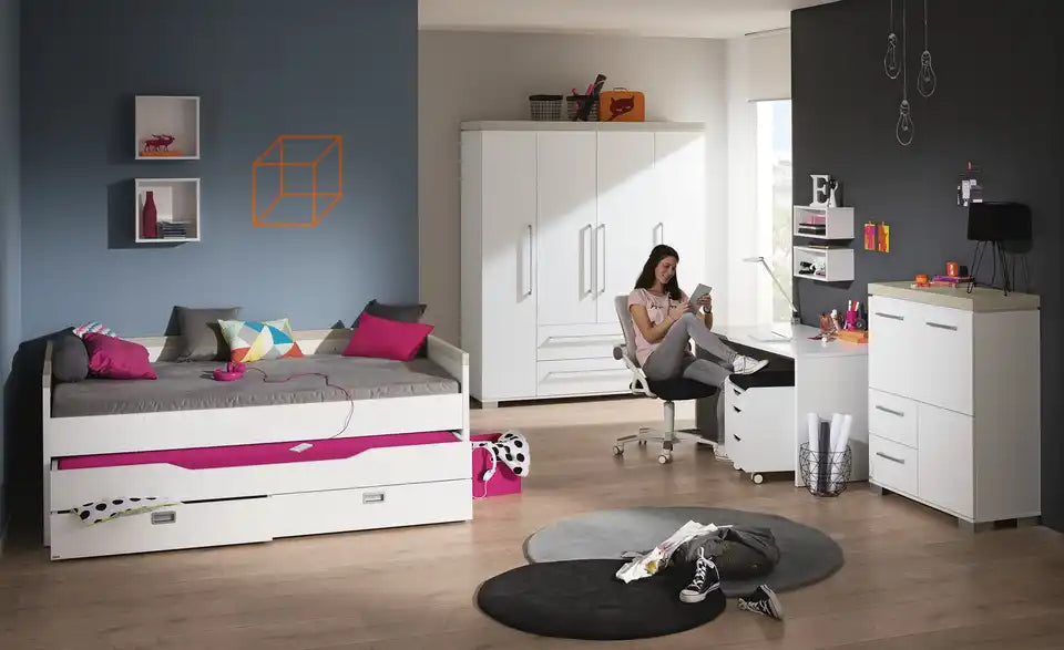 PAIDI Kojenbett Kira Gesamtansicht – Weiß Eiche-Nautik Nachbildung 90×200 cm – PAIDI