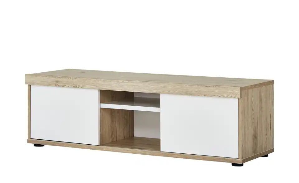 PAIDI Lowboard Fionn im Raum – 3 Kabeldurchlässe, Eiche Bordeaux Nachbildung – PAIDI