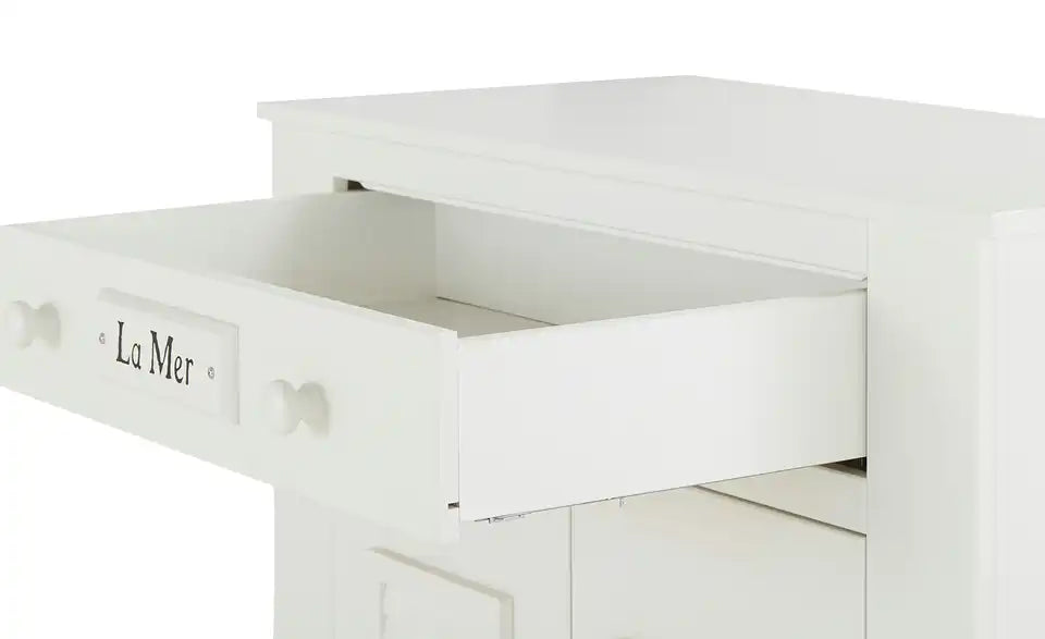 pinio Kommode Mara Nahaufnahme Oberfläche – MDF melaminbeschichtet Weiß – pinio