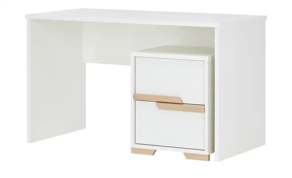 pinio Schreibtisch Soe Nahaufnahme Gestell – Wangengestell, Kunststoff Front Weiß – pinio