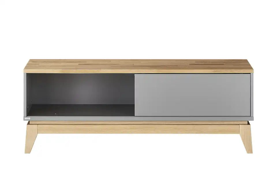 PAIDI Lowboard Sten Detailansicht Eiche – Absetzung Eiche massiv, Grau-Eiche-Kombination – PAIDI