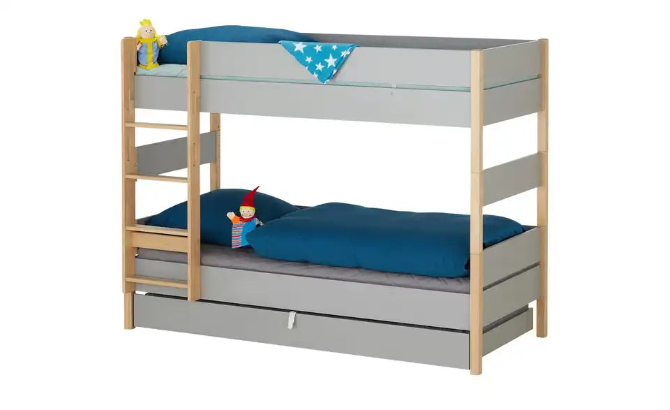 PAIDI Etagenbett Sten im Raum – Kinderzimmer, Skandi-Design Weiß-Eiche – PAIDI