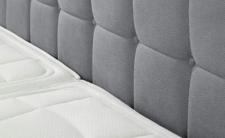 vanDoorn Motor-Boxspringbett Ohio Nahaufnahme Steppung – quadratisches Muster am Kopfteil, grau – vanDoorn