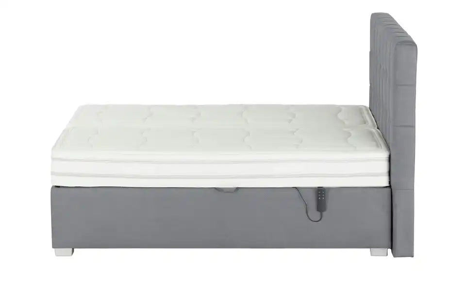 vanDoorn Motor-Boxspringbett Ohio Schraegansicht – Tonnentaschenfederkern H2 & H3, grau – vanDoorn