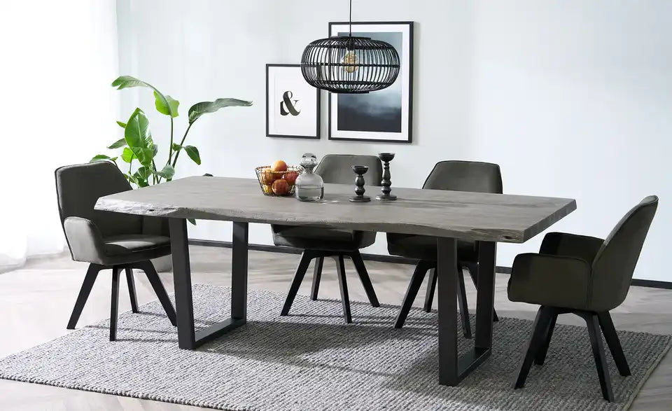 Dine + Mine Kufentisch SigNature One Rueckenansicht – Tischplatte 5,5 cm stark – Dine + Mine