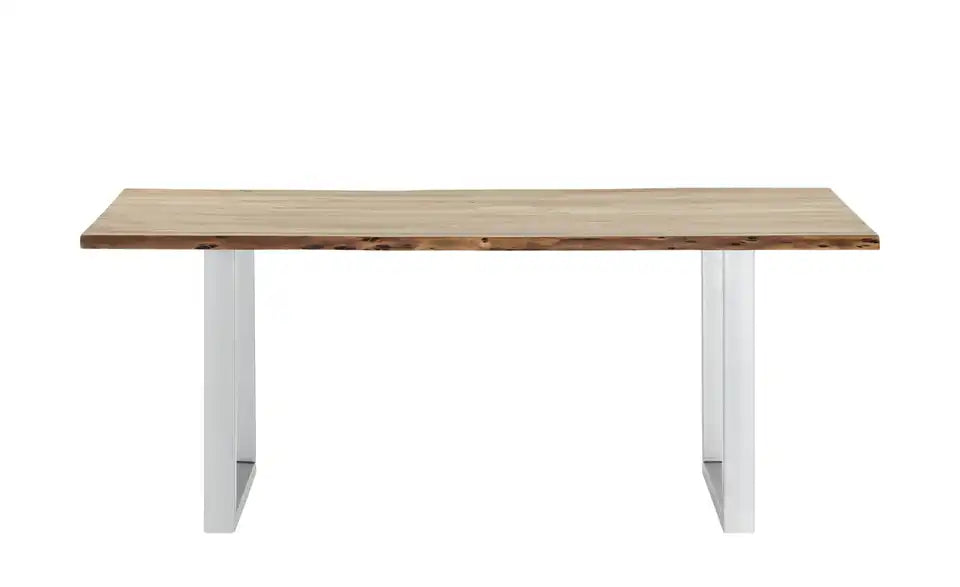 Dine + Mine Kufentisch SigNature One Nahaufnahme Holz – Akazie naturlackiert, Maserung – Dine + Mine
