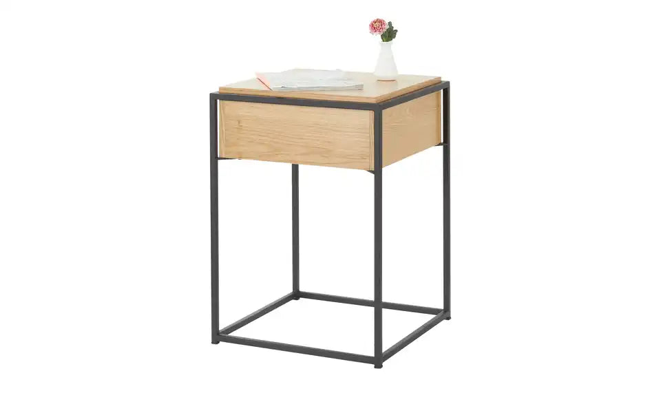 Jette Home Nachttisch Trust Seitenansicht – Holzwerkstoff furniert Eiche, Tiefe 43 cm – Jette Home