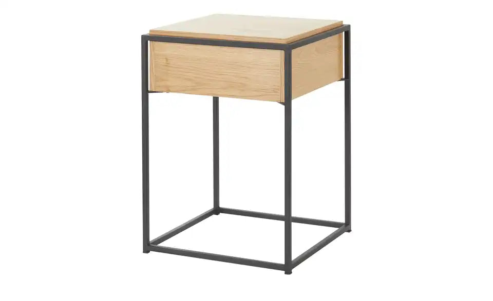 Jette Home Nachttisch Trust Gesamtansicht – Eiche/Schwarz, 1 Schubkasten, 43x60x43 cm – Jette Home
