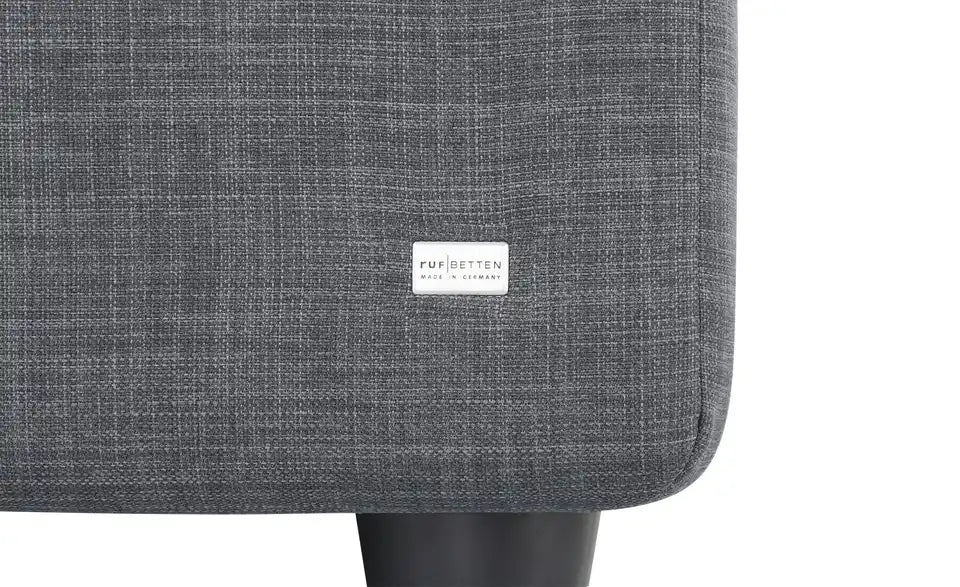 RUF Boxspringbett Verena Nahaufnahme – Flachgewebe-Bezug 100% Polyester, Dunkelgrau – RUF