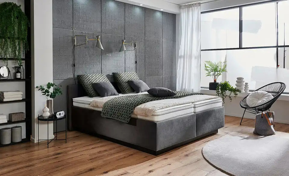 vanDoorn Polsterbett Flexline 2.0 Seitenansicht – Kopfteilhöhe 95 cm, Sockel – vanDoorn