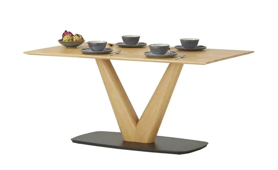 KOINOR Säulentisch massiv Dining System 3 Schräganischt – V-förmige Säule, Multiplex Wildeiche – KOINOR