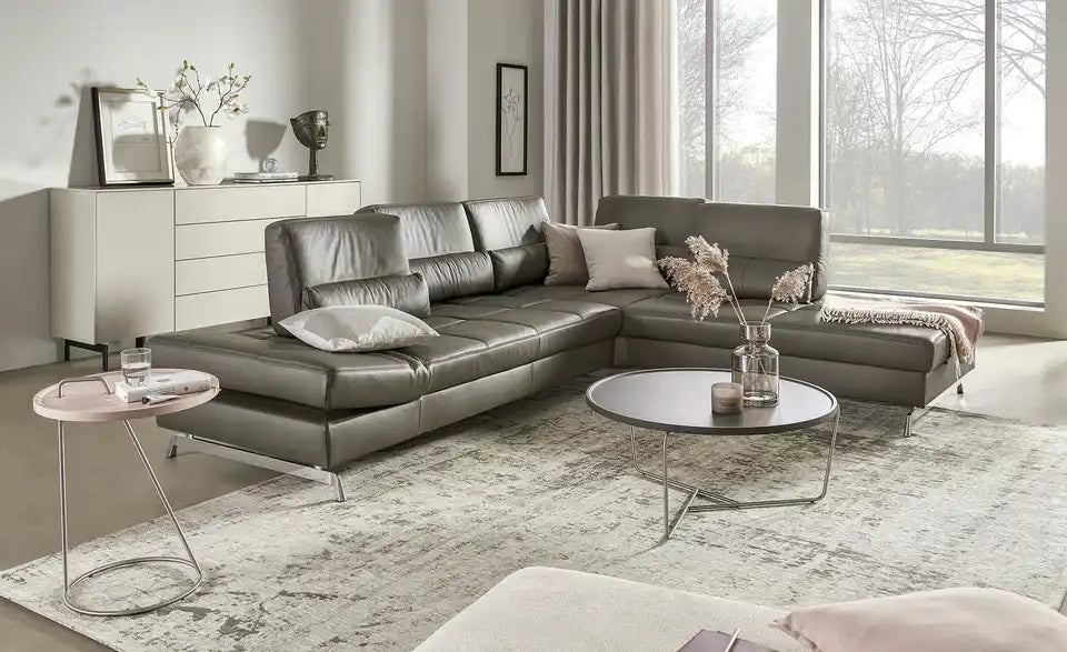 JOOP! Ecksofa Leder Loft 8108 Gesamtansicht – Leder Steingrau, 299×250 cm rechts – JOOP!
