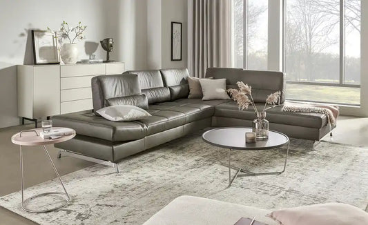 JOOP! Ecksofa Leder Loft 8108 Gesamtansicht – Leder Steingrau, 299×250 cm rechts – JOOP!
