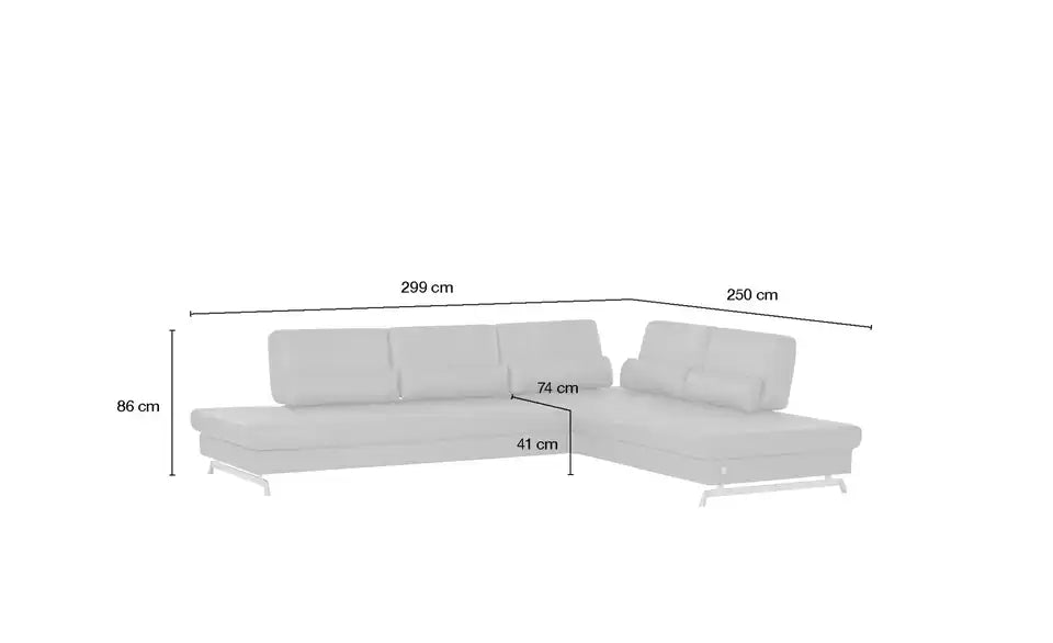 JOOP! Ecksofa Leder Loft 8108 Detailansicht Armlehne – Leder Steingrau, Kaltschaum – JOOP!