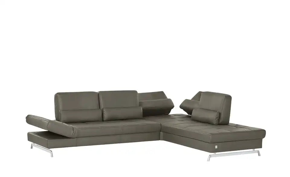 JOOP! Ecksofa Leder Loft 8108 im Raum – freistehendes Ecksofa, Steingrau modern – JOOP!