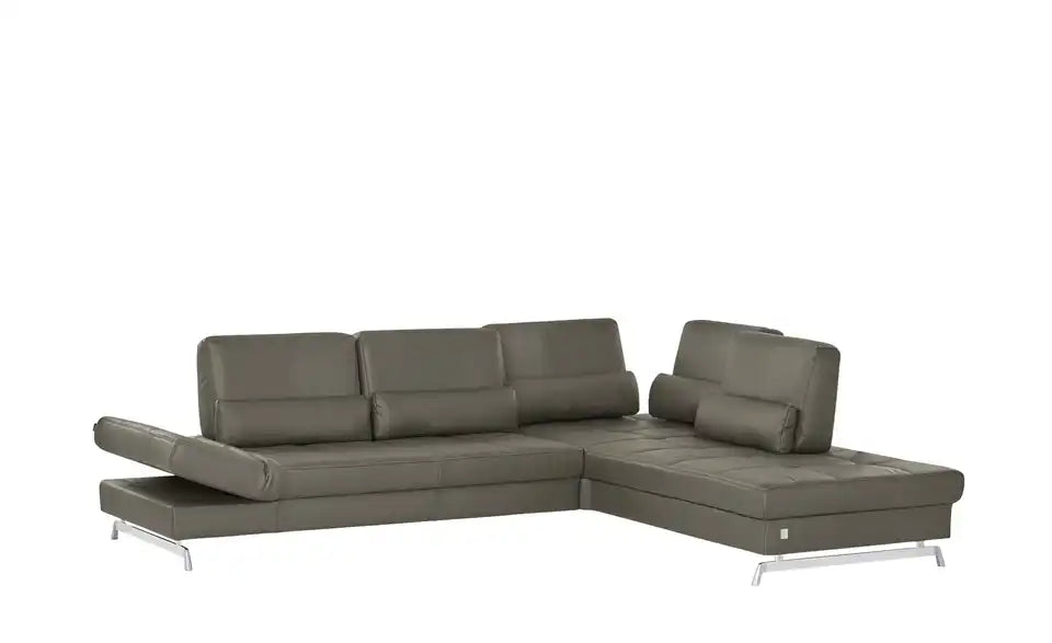 JOOP! Ecksofa Leder Loft 8108 Nahaufnahme Kufengestell – Metall silberfarbenglänzend – JOOP!