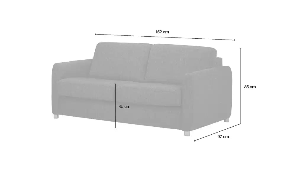 Betty Schlafsofa im Raum ausgeklappt – Anthrazit mit Bettfunktion – Betty