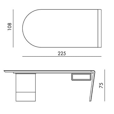 CILINDRO KERAMIK Bürotisch Detailansicht Basis – Zylinderfuß Metall, stabile Konstruktion – Eforma