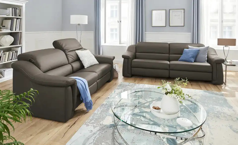 himolla Ledersofa 1501 Gesamtansicht – 100% Leder Taupe, 202x84x106 cm – himolla