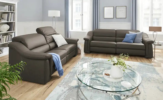 himolla Ledersofa 1501 Gesamtansicht – 100% Leder Taupe, 202x84x106 cm – himolla