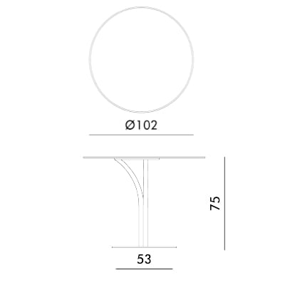 DODO GLASS PLUS Bistrotisch Rückenansicht – Metallsockel Bronze, kompaktes Design – Eforma