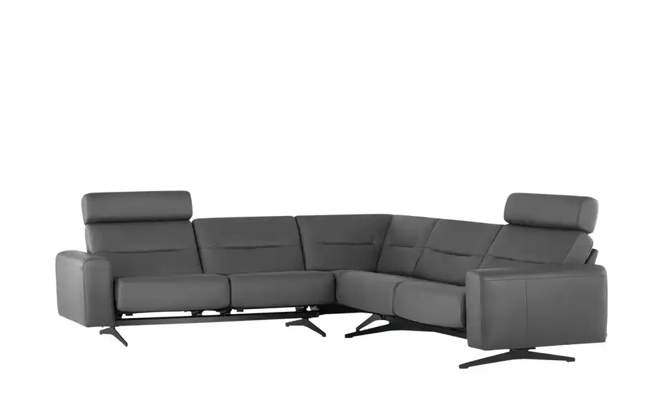 Stressless Ecksofa Stella von vorne – 100% Leder Steingrau, Wellenunterfederung – Stressless