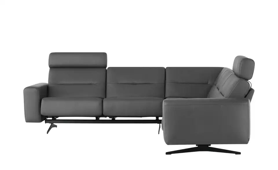 Stressless Ecksofa Stella Gesamtansicht – Leder Steingrau, Kufengestell Schwarzmatt – Stressless